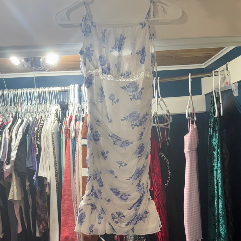 Floral Blue and White Dress